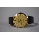 A Vintage 9 Carat Gold Wrist Watch, Accurist Shockmaster with Leather Strap. Working Order.