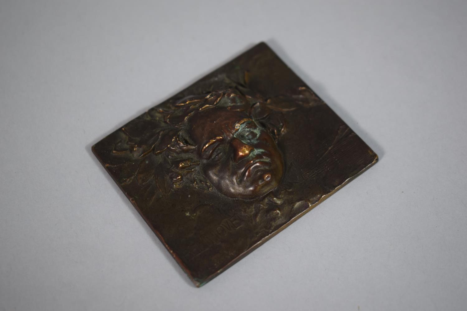 A Bronze Portrait Plaque of Beethoven by Franz Stiasny, 6.5 x 5.5cms - Image 2 of 2