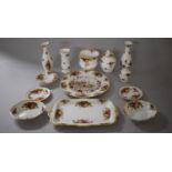 A Collection of Royal Albert Old Country Rose China to Include Vases, Lidded Pot, Dishes, Plates