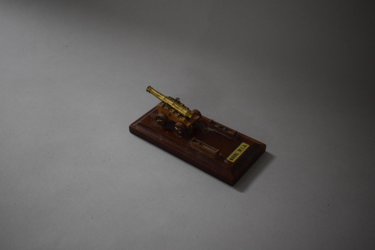 A Small Military Ink Bottle Stand Depicting Naval 24lb Cannon, Missing Ink Bottle, 13cms Long - Image 3 of 4