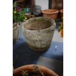 A Reconstituted Stone Planter in the Form of Half a Barrell, 41cms Diameter, 32cms High