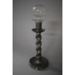 A Barley Twist Oil Lamp Complete with Glass Shade, 31cms High