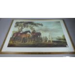 A Large Framed Stubbs Print, 'Mares And Foals In A Landscape', 76 x 48cms