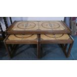 A 1970's Tile Top Coffee Table Nest of Three, 94cms Wide