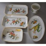 A Collection of Royal Worcester Evesham Dishes and a Portmeirion Botanic Garden Pot