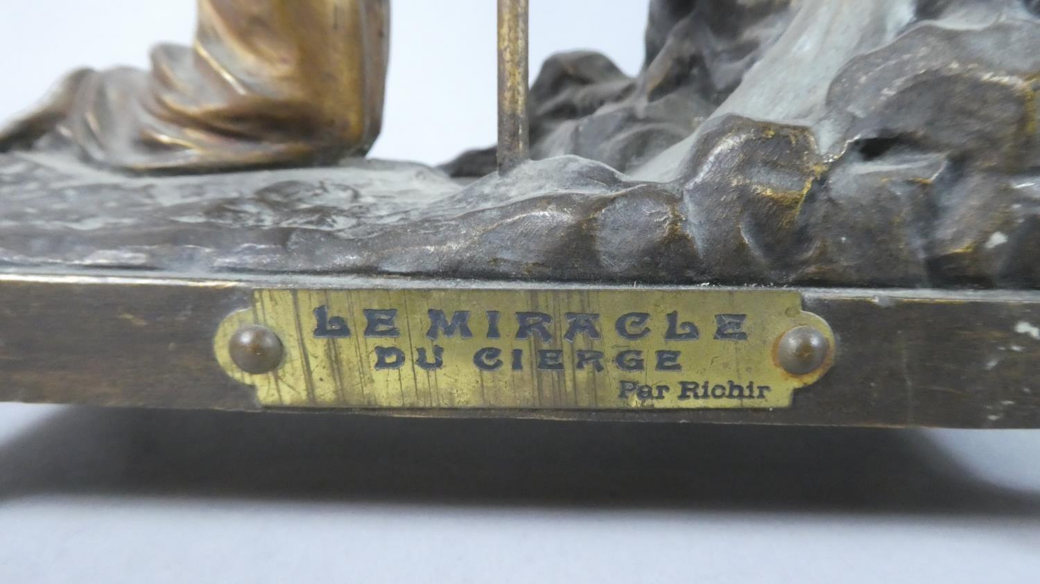 A French Bronze Effect Spelter Religious Group 'Le Miracle Du Cierge' After Richir, 38cms High - Image 2 of 6