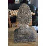 A Reconstituted Stone Pineapple Finial, 47cms High