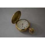 A Gold Plated Cased Pocket Watch by Hampden Watch Co., The Case with Etched Decoration, Working