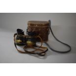 A Pair of WWII Night use Binoculars No. 6E - 338, 1667 in Leather Case