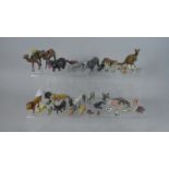 A Collection of 39 Cold Painted Metal (Playworn) Zoo Animals and Birds, (Some AF) to Include
