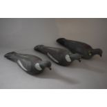 Three Mid 20th Century Plastic Decoy Pigeons by James Decoy & Co., Gloucester, England