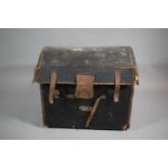 A Dome Topped Canvas Covered Wicker Trunk Containing Dressing Up Clothes, Fabrics Etc. G.N.R 'Sandy'