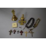 A Collection of Religious Items to Include Brass Bell, Altar Finial the Little Bible, Collection