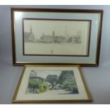 A Framed Print of Shrewsbury School and a Howard Print of Village Street