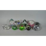 A Collection of 10 Various Glass Paperweights