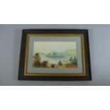 A Small Late 19th Century Naive Watercolour of Lake Scene, 25 x 15cms