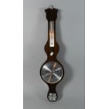 A Modern Mahogany Wheel Barometer with Humidity and Thermometer Scale, 68cms High