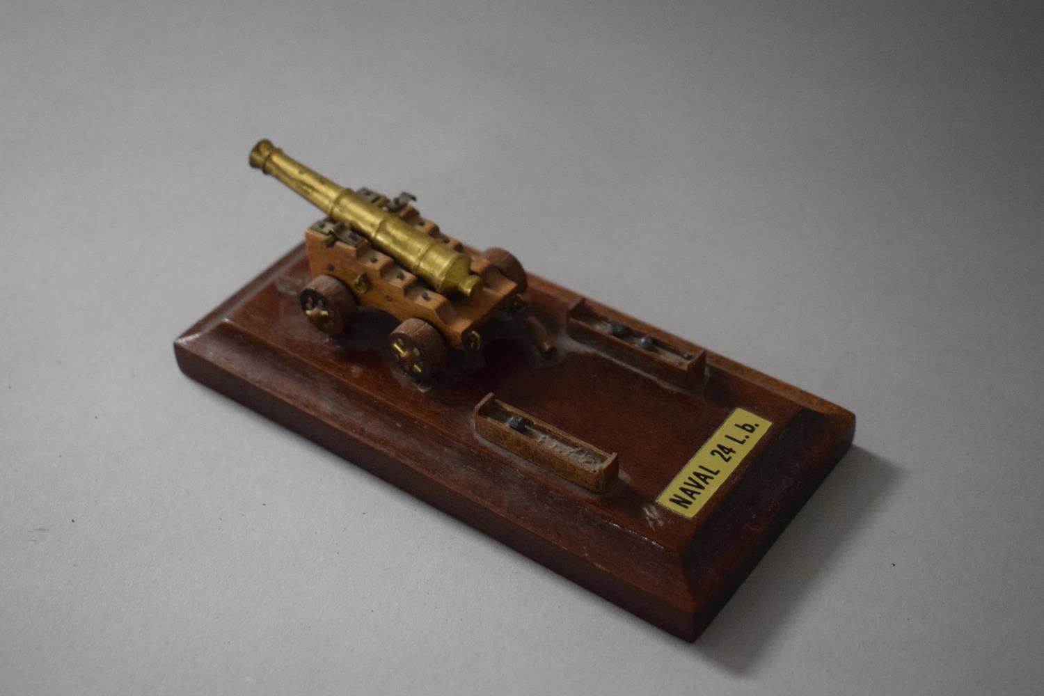 A Small Military Ink Bottle Stand Depicting Naval 24lb Cannon, Missing Ink Bottle, 13cms Long - Image 2 of 4