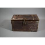 A Vintage Wooden Tool Box with Iron Clasp and Hinges, 53cms Wide