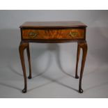 A Reproduction Burr Walnut Serpentine Front Side Table with Single Drawer, Cabriole Supports,