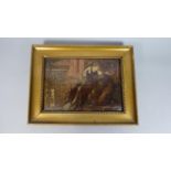 A Small Gilt Framed Pre-Raphaelite Crystoleum, 25 x 17cms