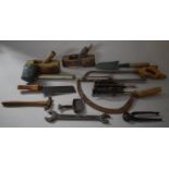 A Collection of Various Vintage Tools to Include Planes, Hammer, Irons etc