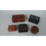 A Collection of Five Small Oriental Lacquer Work Boxes, the Largest 13cms Long