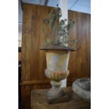 A Cast Iron Vase Shaped Garden Urn, 52cms High