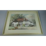 A Framed Watercolour of Suburban House, 48.5cms Wide