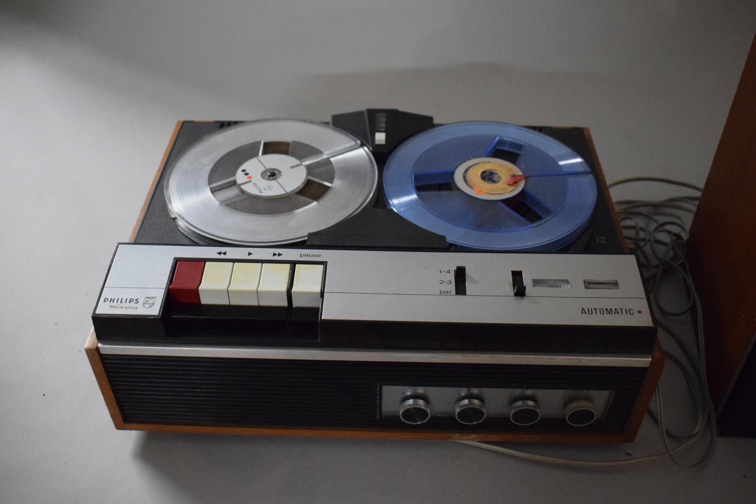 A Philips Automatic Reel-to-Reel Tape Recorder Together with Speaker - Image 2 of 2