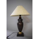 A Bronze Effect Table Lamp of Baluster Form set on Stepped Base by Biggie Best, 57cms with Shade