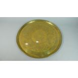 An Engraved Brass Benares Tray Top, 47cms Diameter