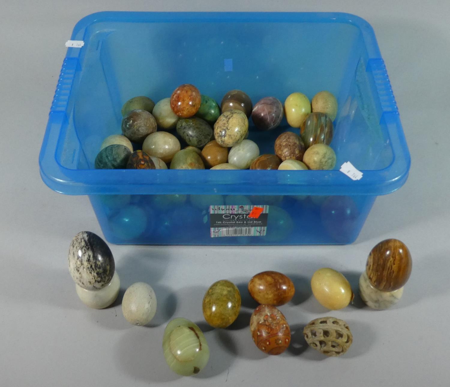 A Collection of Polished Stone and Onyx Eggs Etc.
