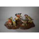 A Collection of 7 Beswick Birds Together with Beswick Tree Stump Stand - Greenfinch Beak Chipped