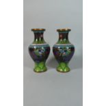 A Pair of Modern Chinese Cloisonne Vases Decorated with Dragons and Flaming Pearls, 23cms High