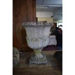 A Reconstituted Stone Vase Shaped Garden Urn, 39cms High