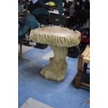 A Reconstituted Stone Bird Bath in the Form of Tree Trunk, 44cms High