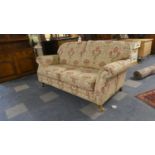 A Modern Scroll Arm Three Seater Settee with Tapestry Upholstery