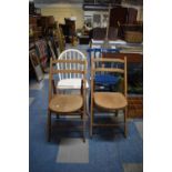 Two Painted Spindle Back Chairs to Include Painted Ercol Quaker Back Example Together with Two