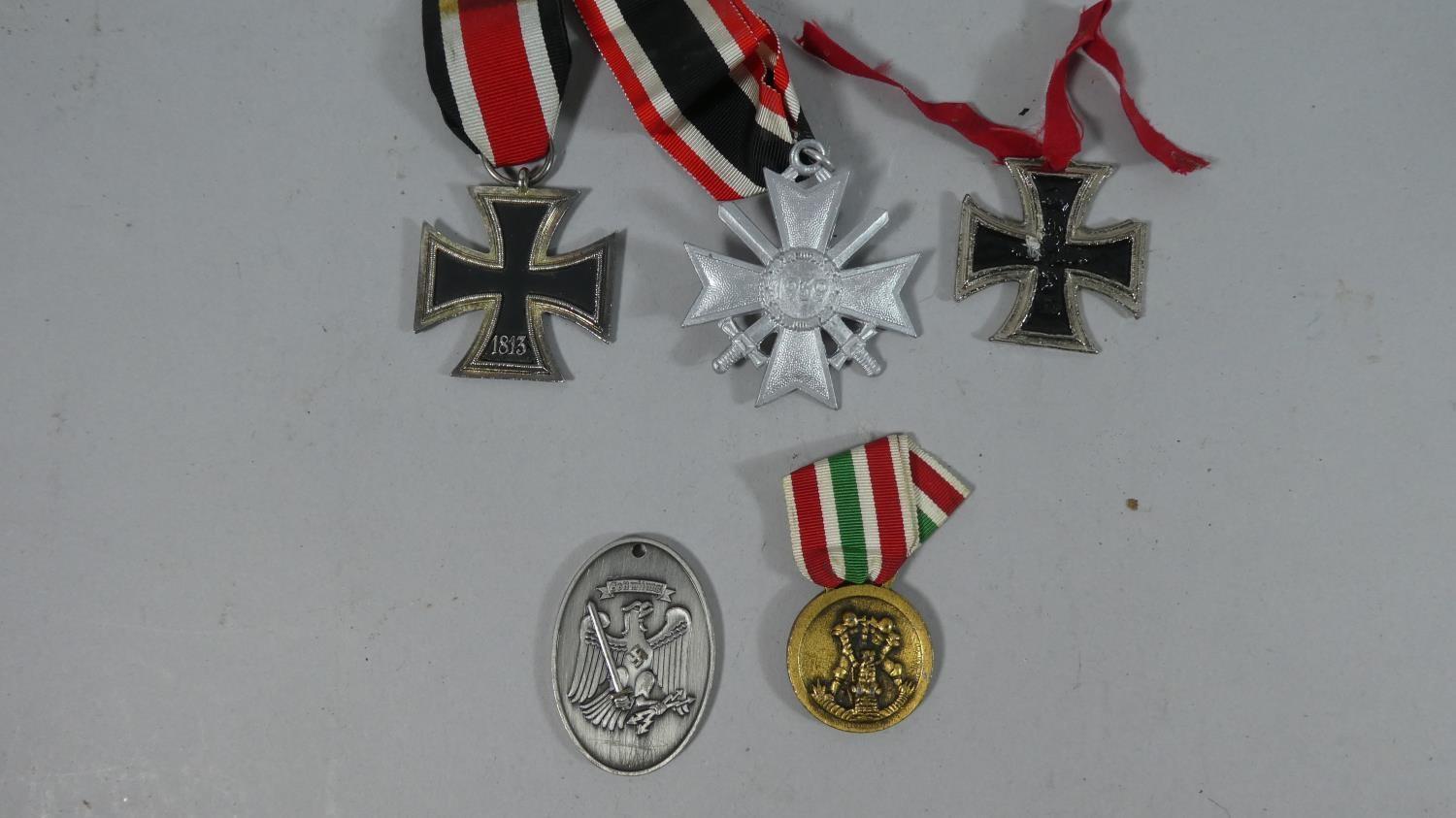 A Collection of Reproduced Nazi Medals, Badges and Tinnies Together with 'Heil Hitler' Lighter (We - Image 2 of 2