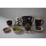 A Collection of Stoneware and Studio Pottery to Include Swedish Hoganas Keramik Two Handled Vase,