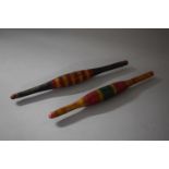 Two Indian Wooden Decorative Chapati Rollers, 30cms Wide