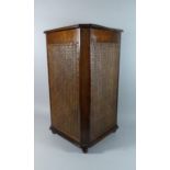 A Modern Mahogany and Cane Panel Linen Box with Carved Plait Work Decoration, 38cms Square and 73cms