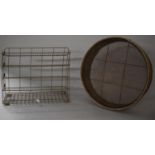 A Vintage Wire Fruit / Veg Rack, Together with a Vintage Sieve