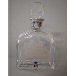 A Swedish Silver Mounted Orrefors Decanter with Ship Etched Decoration, Presentation Engraving to