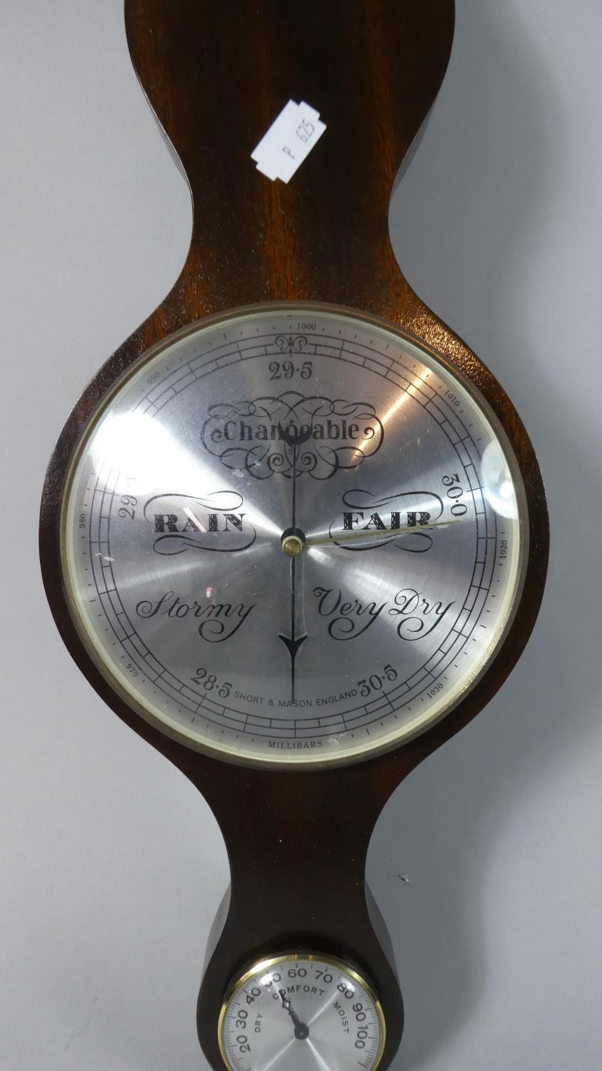 A Modern Mahogany Wheel Barometer with Humidity and Thermometer Scale, 68cms High - Image 2 of 2