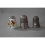 Three Thimbles to Include Enamelled Examples and Silver London Hallmark Example