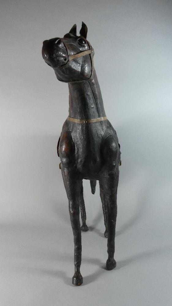 A Large Leather Work Study of a Saddled Horse, 61cms High - Image 3 of 7