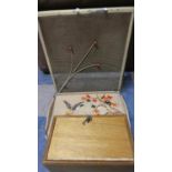 A Vintage Screen, Decorated Tray and a Lockable Box
