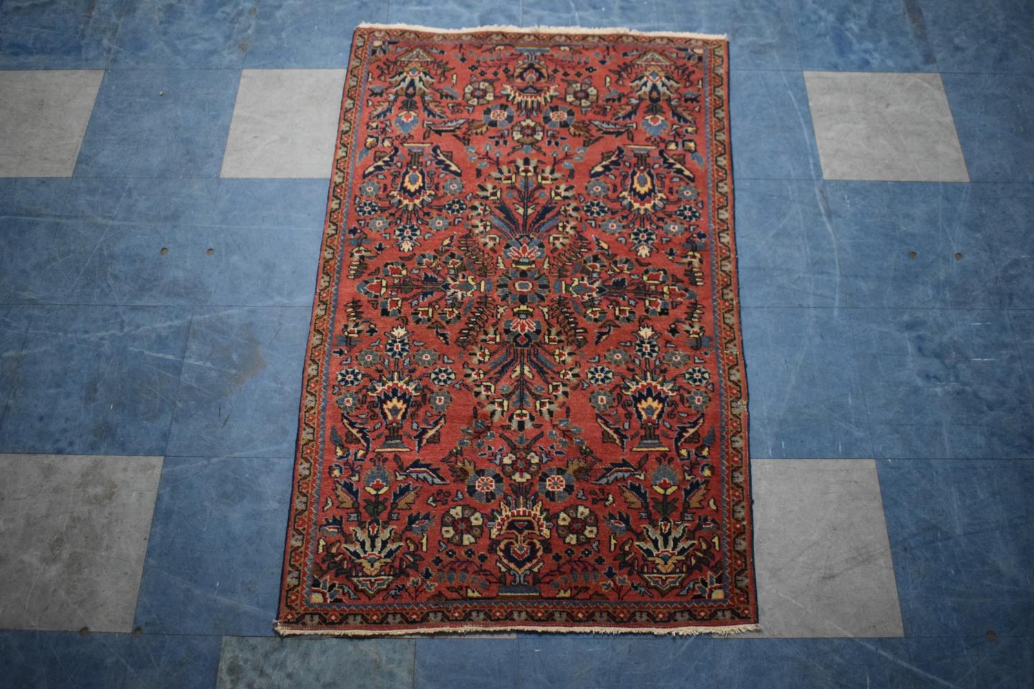 An Antique Persian Hand-Made Sarugh Rug, 128 x 78cms